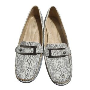 Naturalizer Gisella Snake Print Loafers Grey White N5 Comfort Shoes Buckle 9